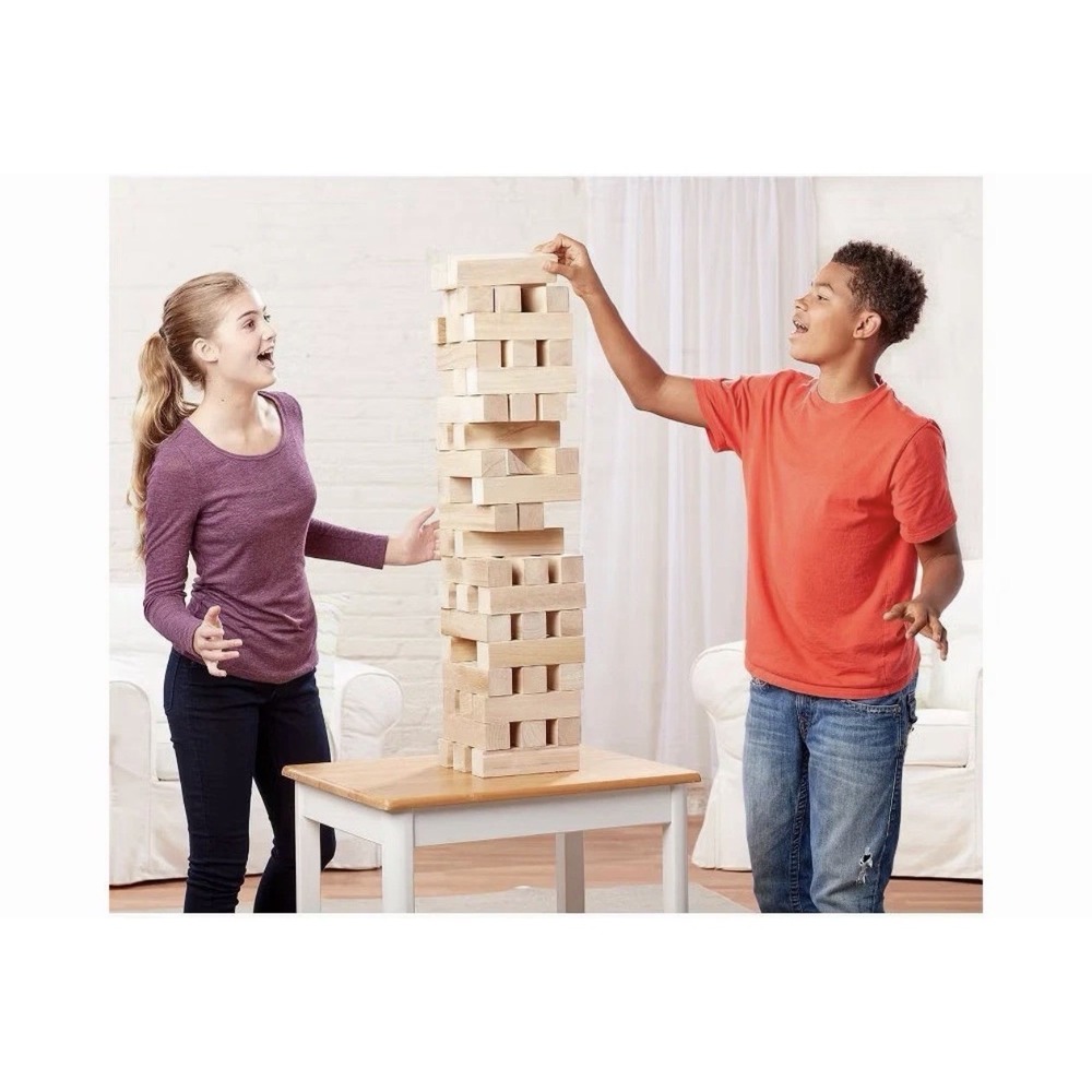 Cardinal Giant Jumbling Tower Game- 51+ PCS Solid Wooden Blocks BRAND NEW IN BOX